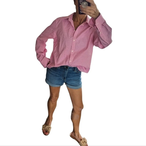 Chaps 100% COTTON Pink Gingham Checkered Button Up Casual Classic Fit Shirt XL - Picture 5 of 12